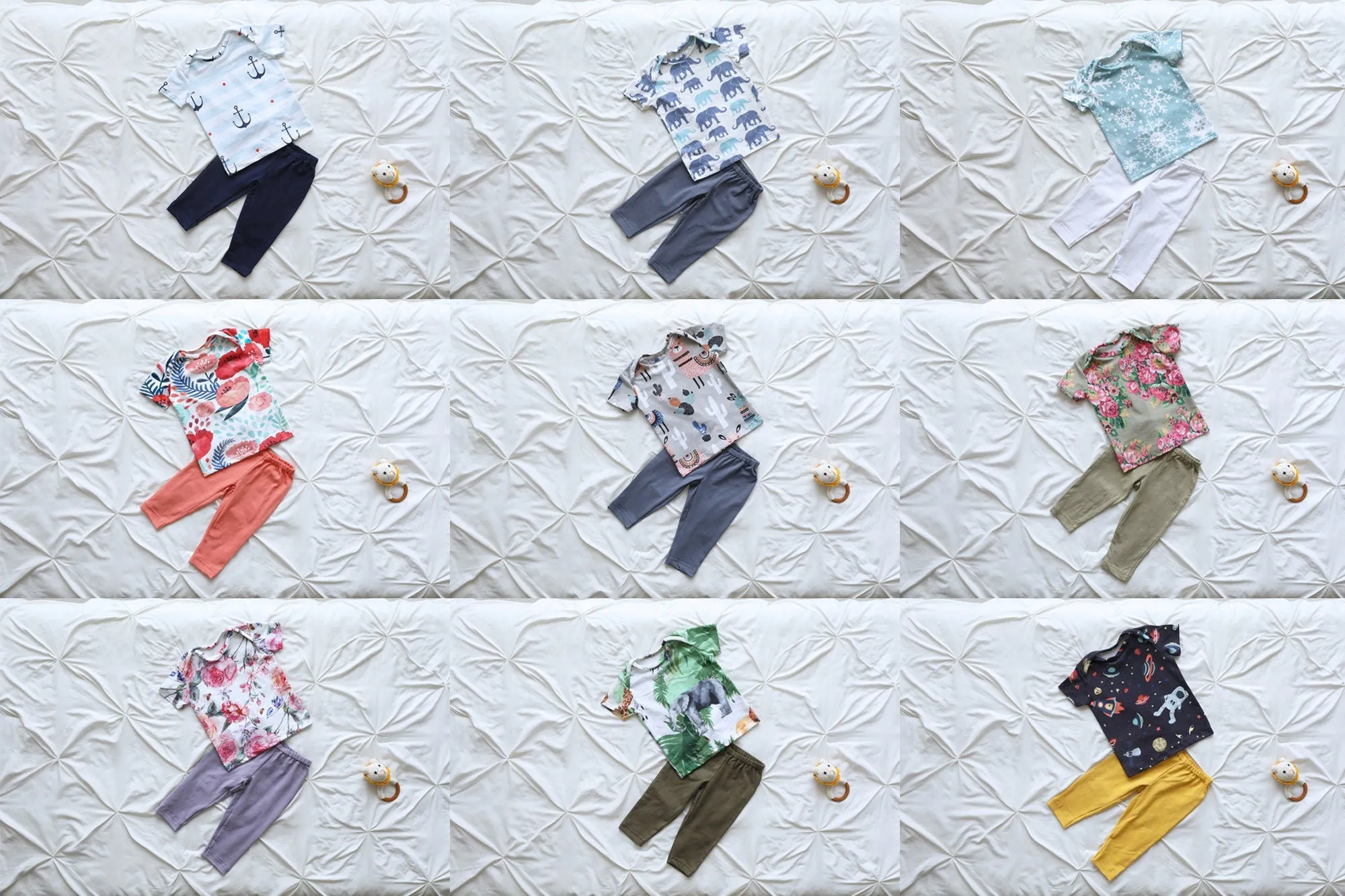 Snow Christmas Pattern Baby T-Shirt & Pajama Set  Soft Cotton, Easy Diaper Changes
