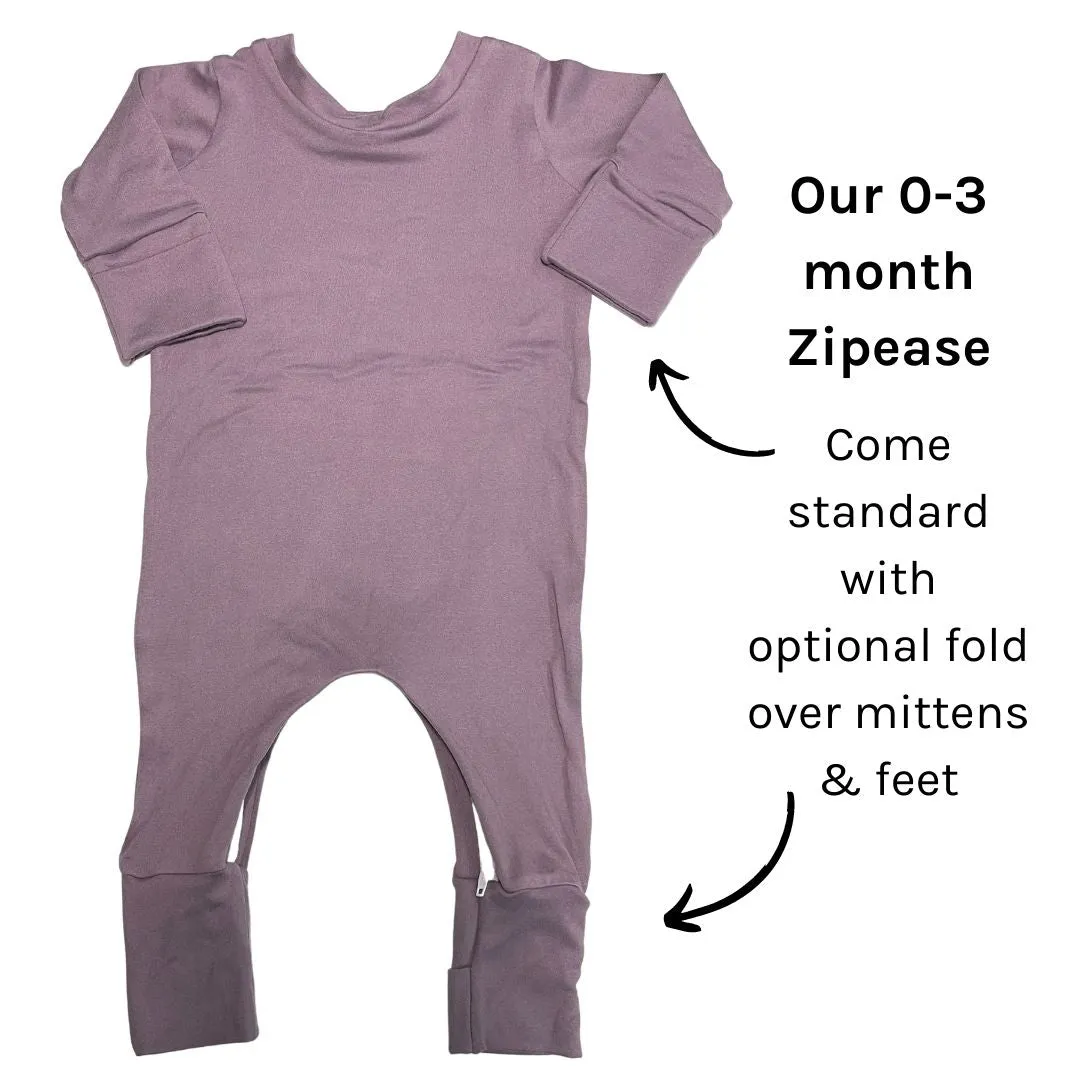 Solid Lavender Zip Baby Romper