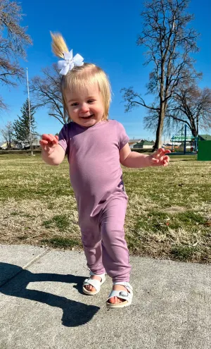 Solid Lavender Zip Baby Romper
