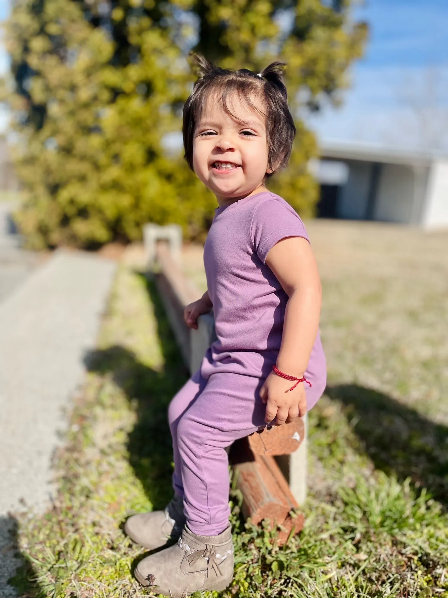 Solid Lavender Zip Baby Romper