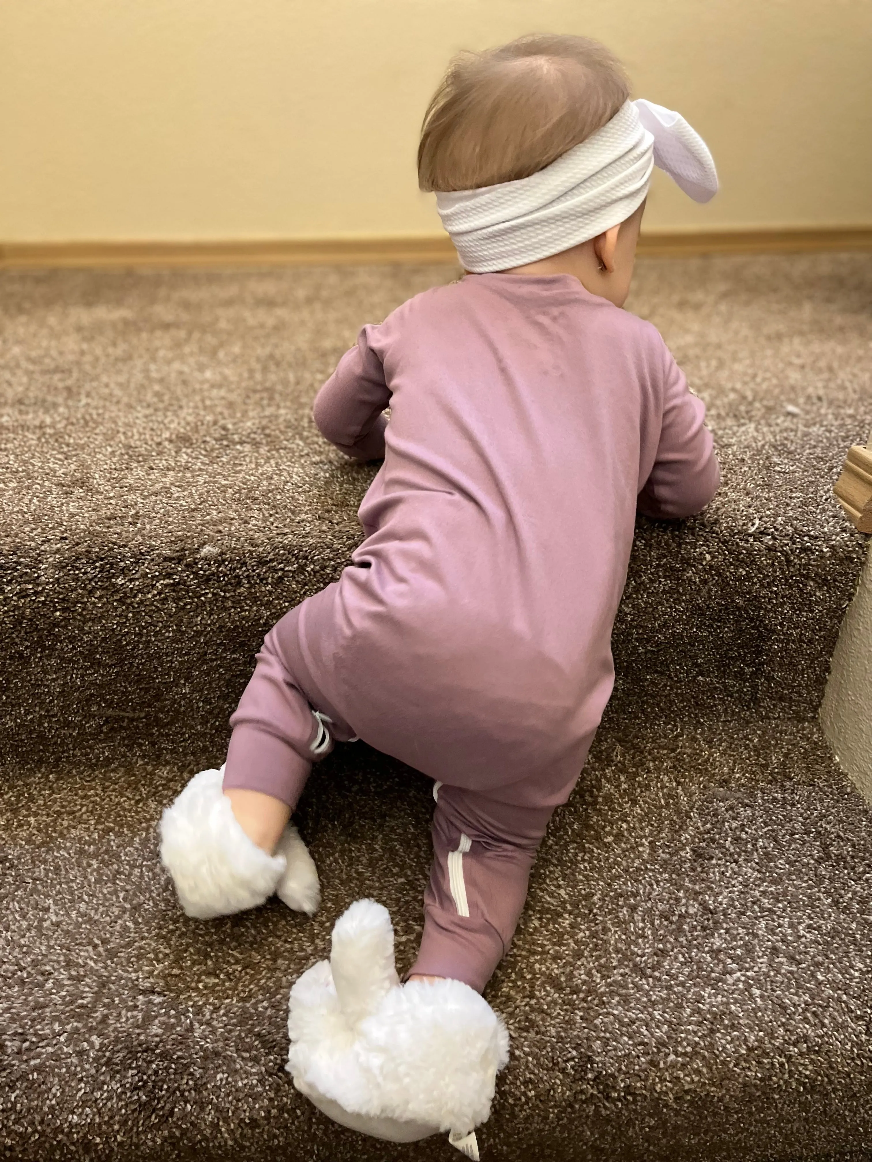 Solid Lavender Zip Baby Romper