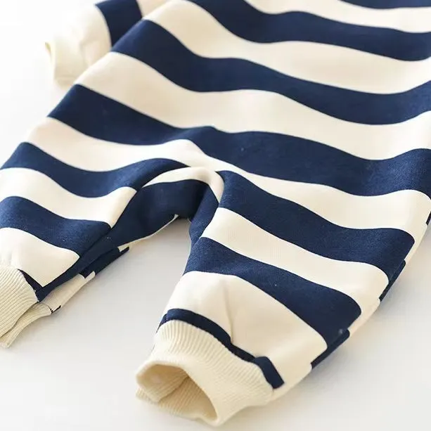 Teddy Striped Plush Baby Romper