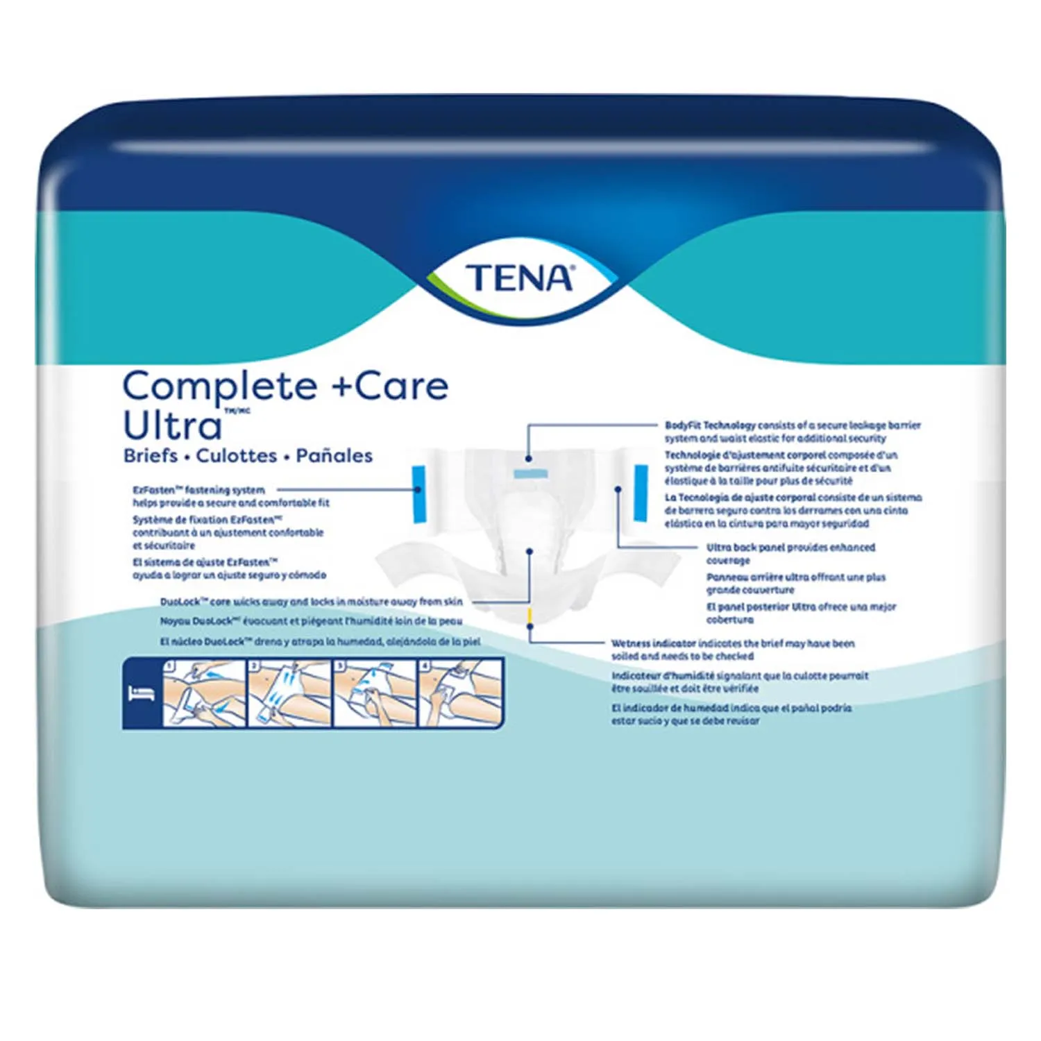 TENA Complete  Care Ultra Incontinence Brief 32"- 44", Moderate Absorbency, Unisex, Medium