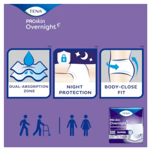 Tena ProSkin Super Overnight Pull Up, Maximum Absorbent Underwear