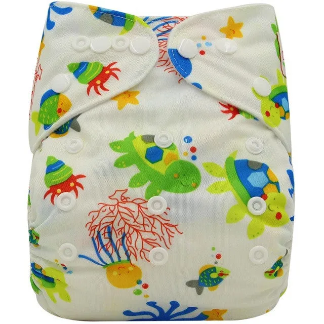 Washable Diapers Couches Lavables  2016 Baby Diaper Cover Wrap Cartoon Print Baby Nappy Changing Reusable Baby Cloth Diapers