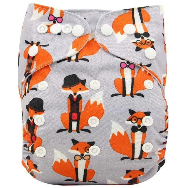 Washable Diapers Couches Lavables  2016 Baby Diaper Cover Wrap Cartoon Print Baby Nappy Changing Reusable Baby Cloth Diapers