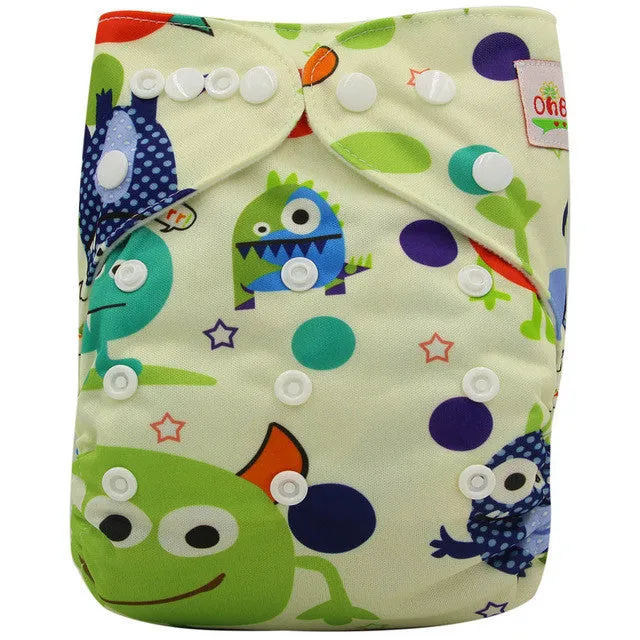 Washable Diapers Couches Lavables  2016 Baby Diaper Cover Wrap Cartoon Print Baby Nappy Changing Reusable Baby Cloth Diapers