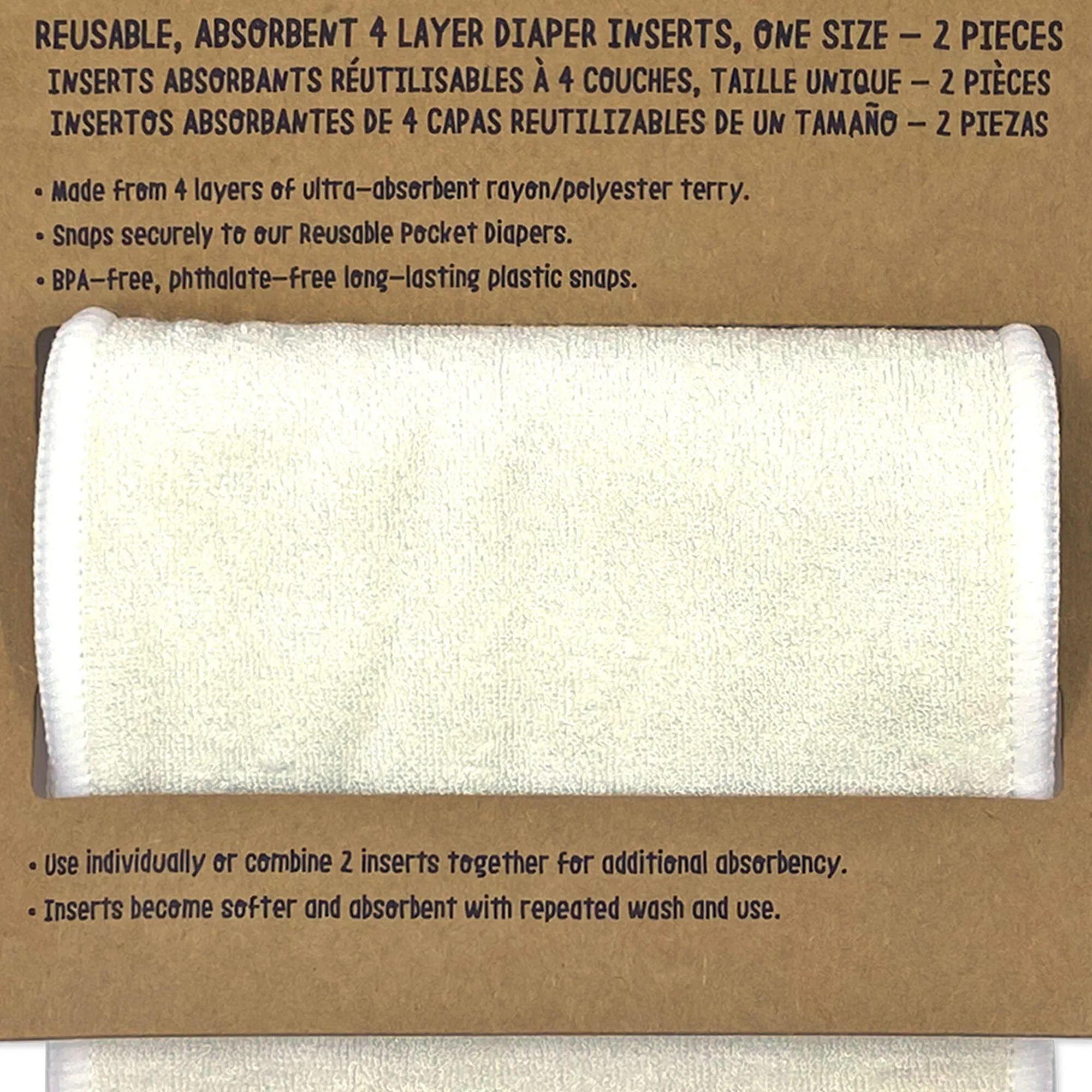 ZOOCCHINI - Reusable 4 Layer Pocket Cloth Diaper Inserts 2PC
